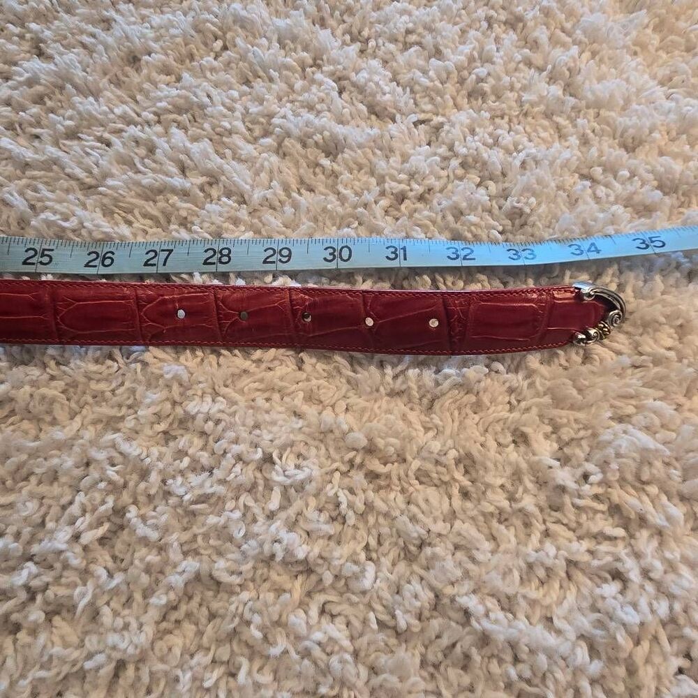 Brighton Red Leather Croc Embossed Belt Silver with Gold Accent Hardware Medium - Picture 4 of 6